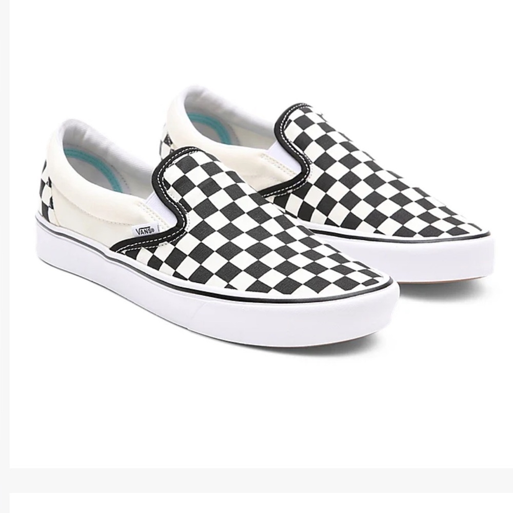 Vans Comfycush Black and White Checkerboard Slip-On Sneakers